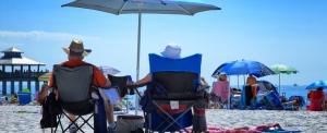 Older couple on a beach.